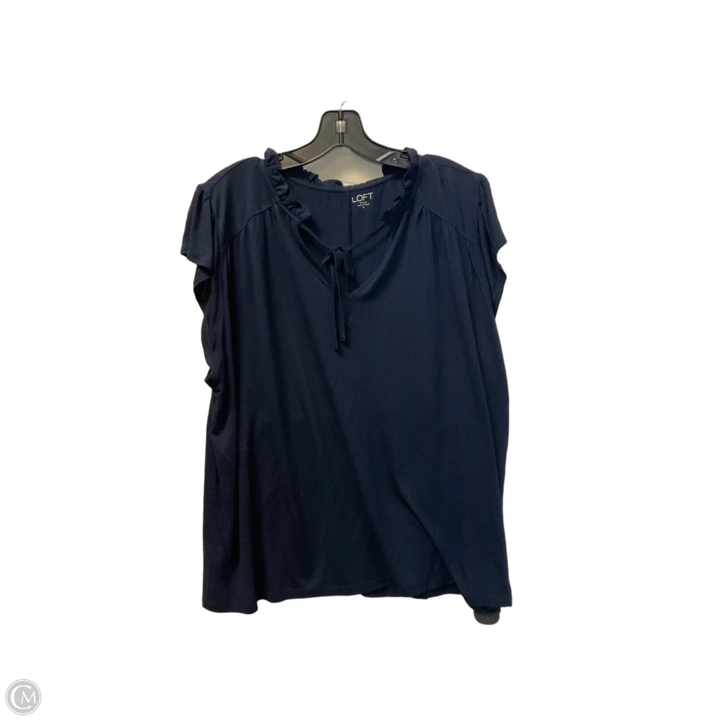 Top Short Sleeve By Loft In Navy, Size: Xl