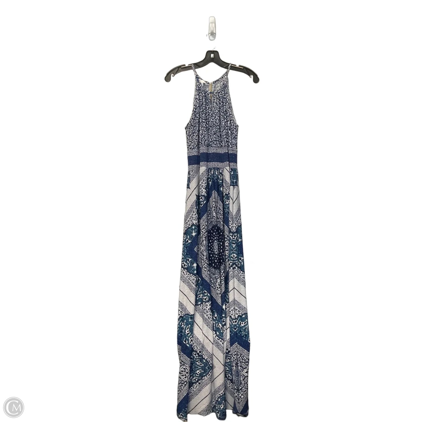 Dress Casual Maxi By London Times In Blue & White, Size: 8