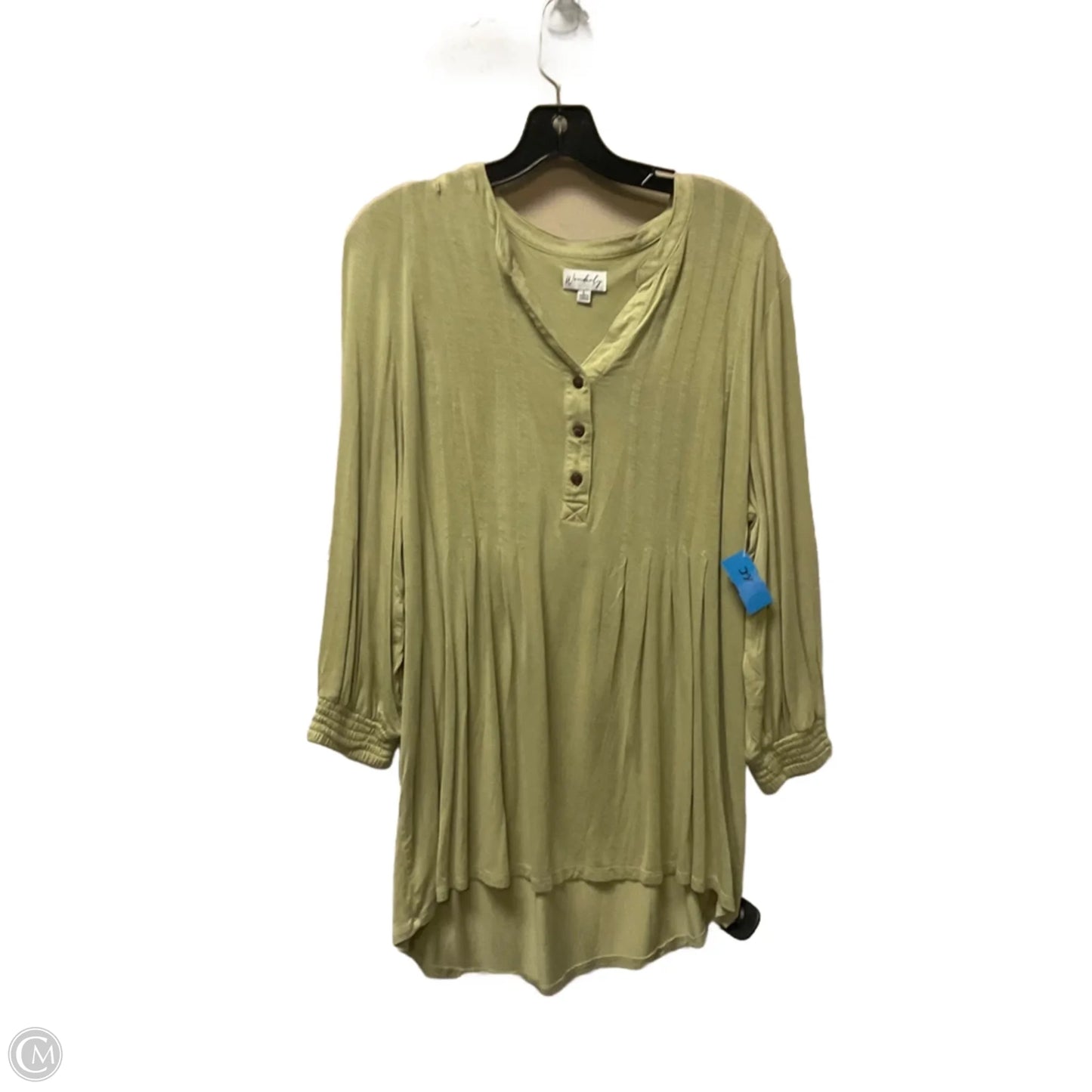Top Long Sleeve By Wonderly In Green, Size: L