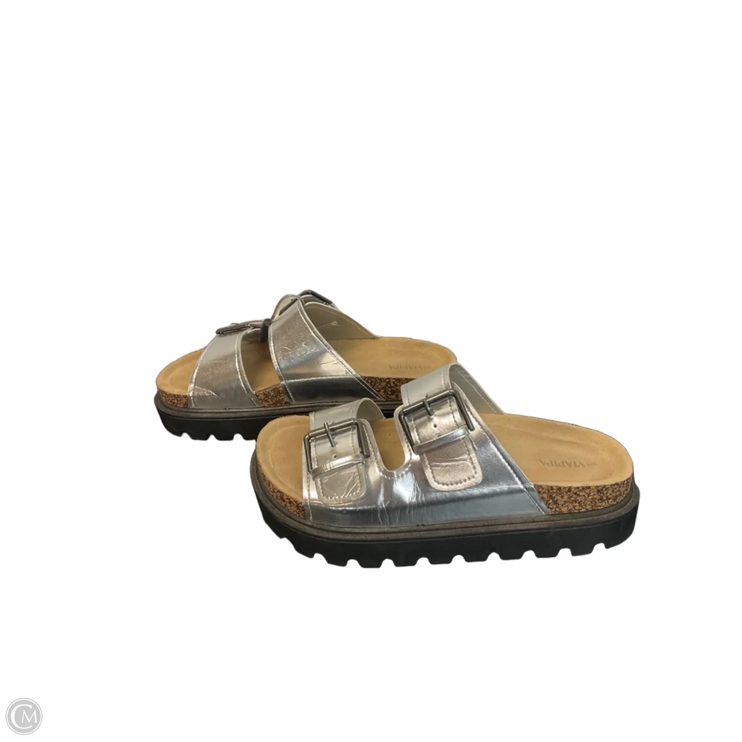 Sandals Heels Platform By Clothes Mentor In Silver, Size: 8