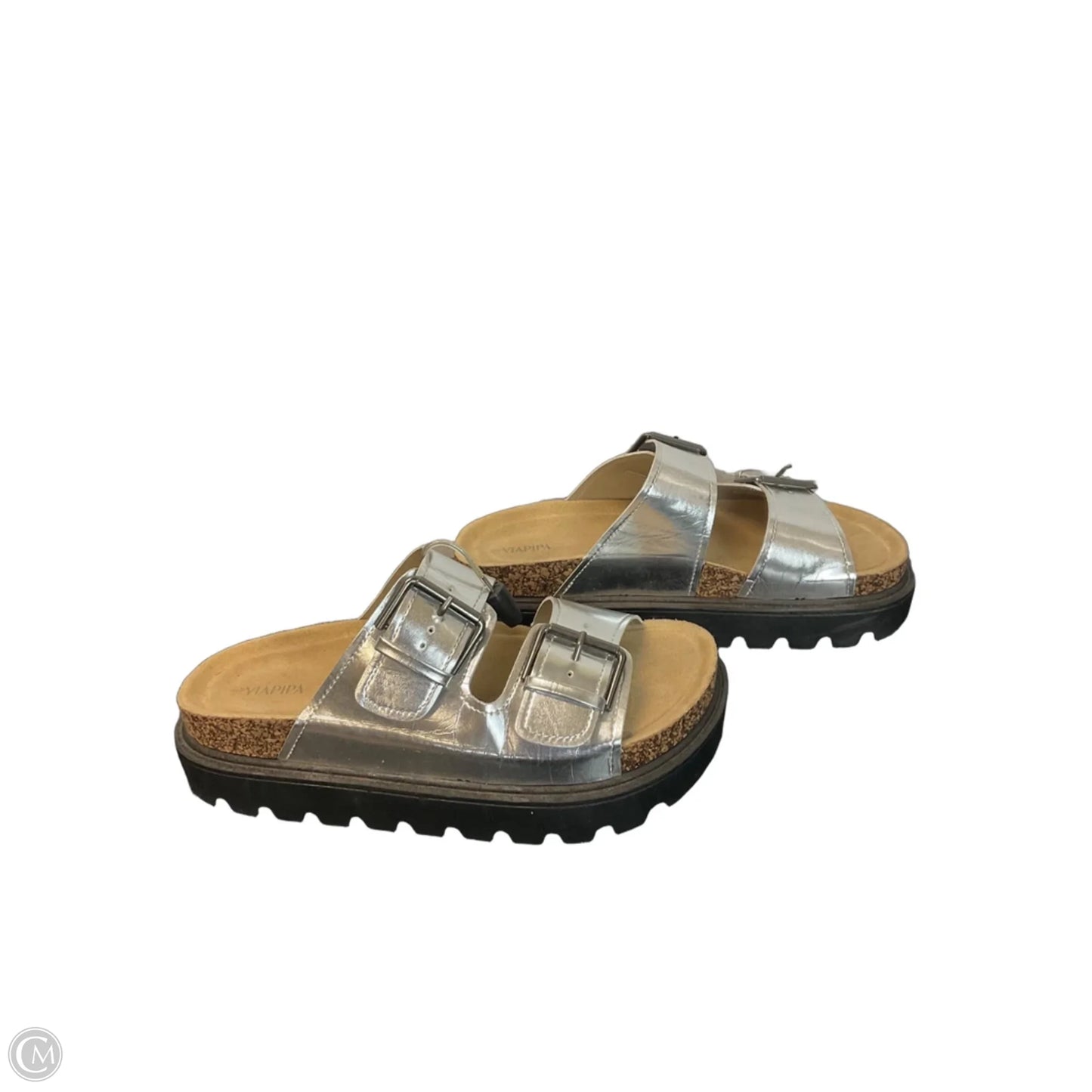 Sandals Heels Platform By Clothes Mentor In Silver, Size: 8