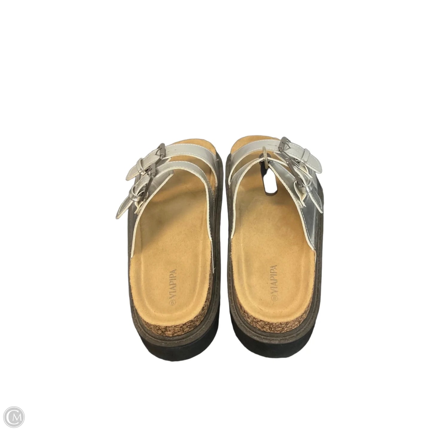 Sandals Heels Platform By Clothes Mentor In Silver, Size: 8