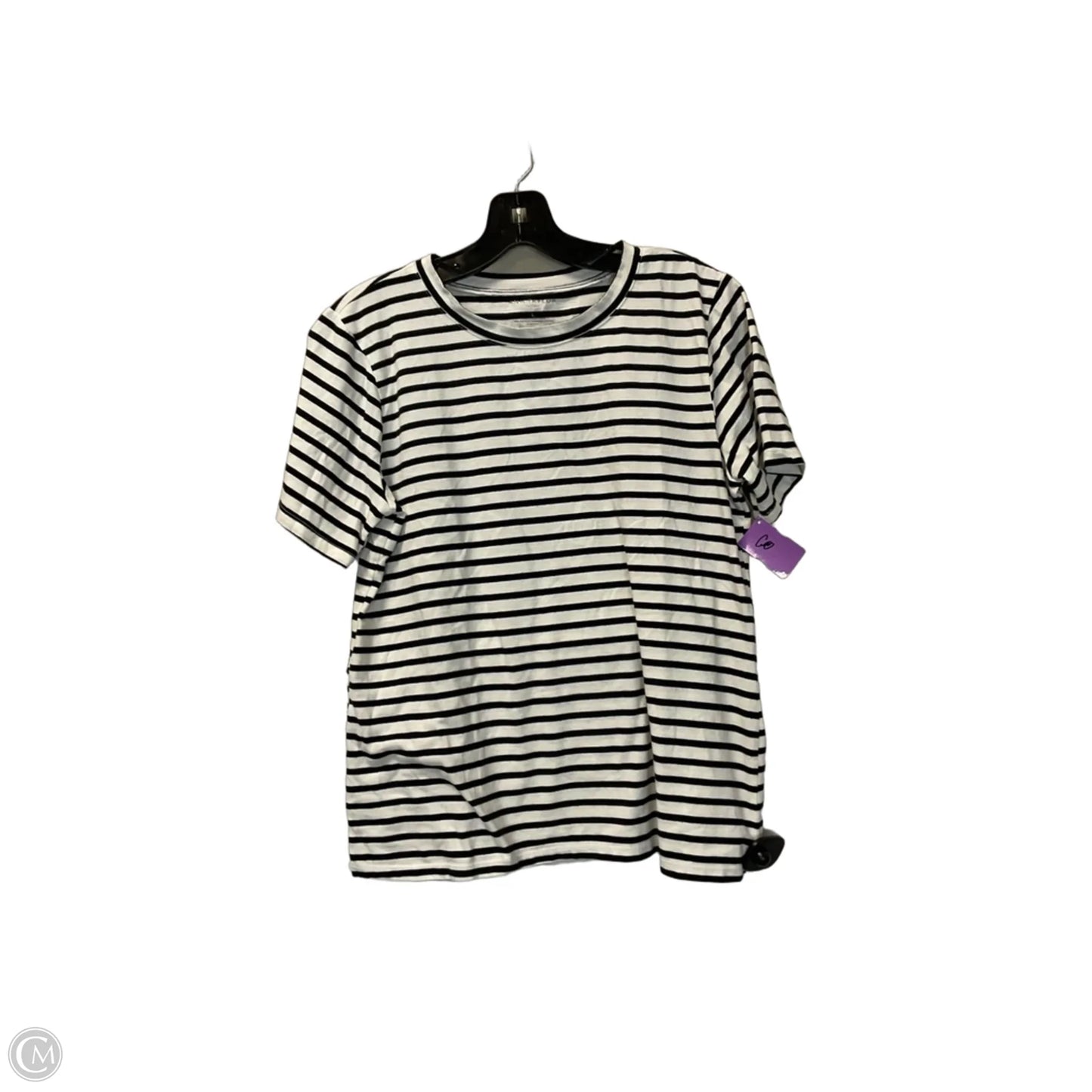 Top Short Sleeve Basic By Ann Taylor In Black & White, Size: L