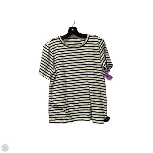 Top Short Sleeve Basic By Ann Taylor In Black & White, Size: L
