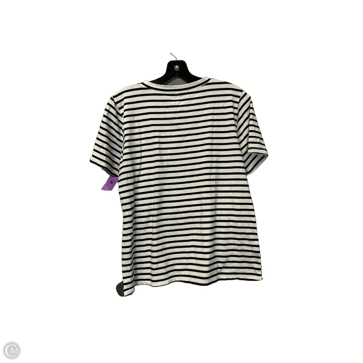 Top Short Sleeve Basic By Ann Taylor In Black & White, Size: L