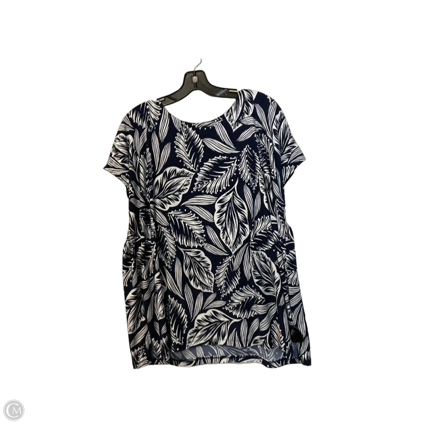 Top Short Sleeve By Anne Klein In Blue & White, Size: Xl