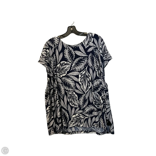 Top Short Sleeve By Anne Klein In Blue & White, Size: Xl