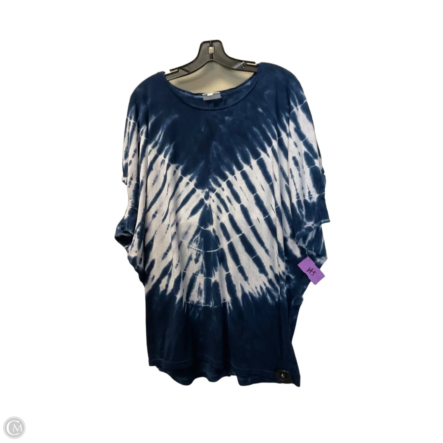 Top Short Sleeve By Wonderly In Blue & White, Size: L