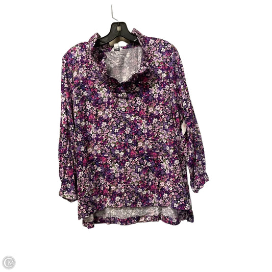 Top Long Sleeve By Crown And Ivy In Floral Print, Size: L