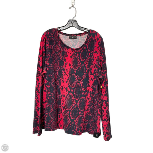 Top Long Sleeve Designer By Karl Lagerfeld In Black & Red, Size: L