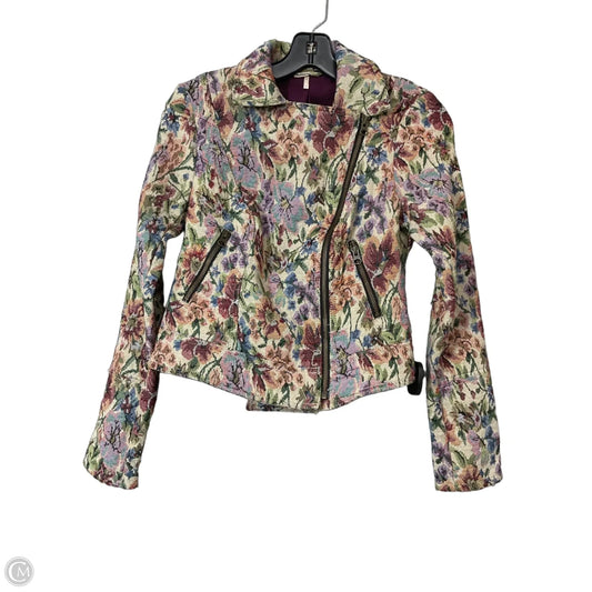 Jacket Moto By Free People In Floral Print, Size: 0