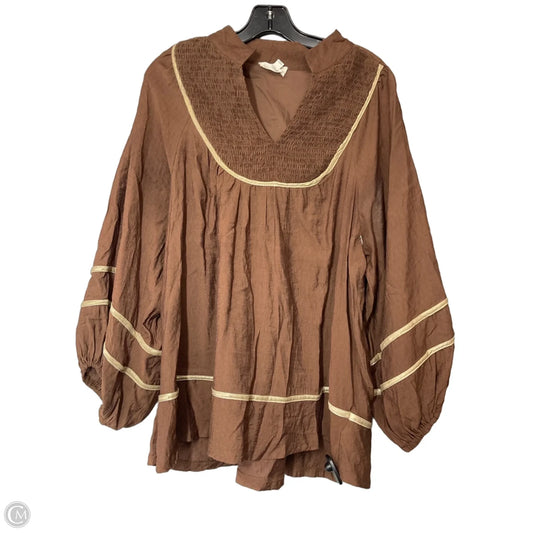 Top Long Sleeve By Umgee In Brown, Size: L