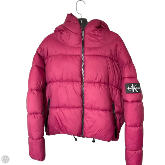 Jacket Puffer & Quilted By Calvin Klein In Red, Size: L