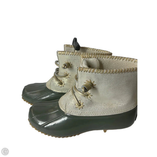 Boots Ankle Flats By Jack Rogers In Cream & Green, Size: 8
