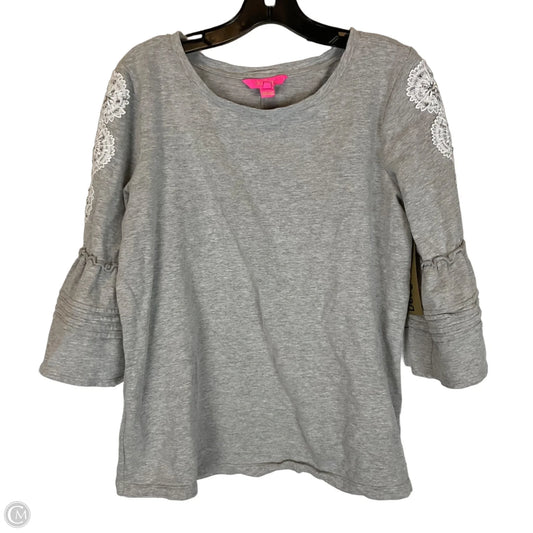 Top 3/4 Sleeve Designer By Lilly Pulitzer In Grey, Size: L