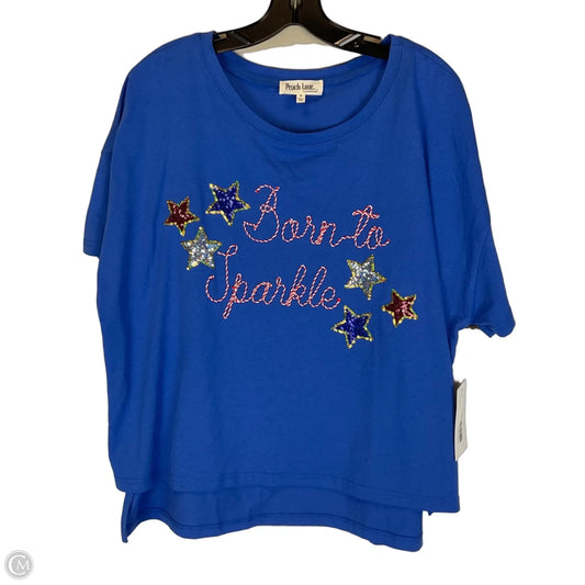Top Short Sleeve By Peach Love Cream California In Blue, Size: M