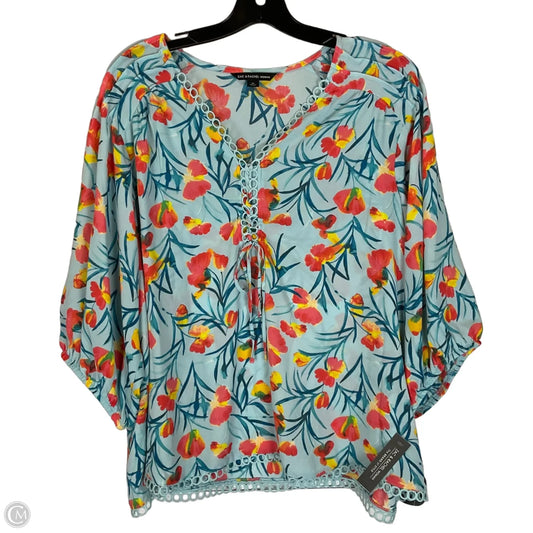 Top Short Sleeve By Zac And Rachel In Blue, Size: 1x