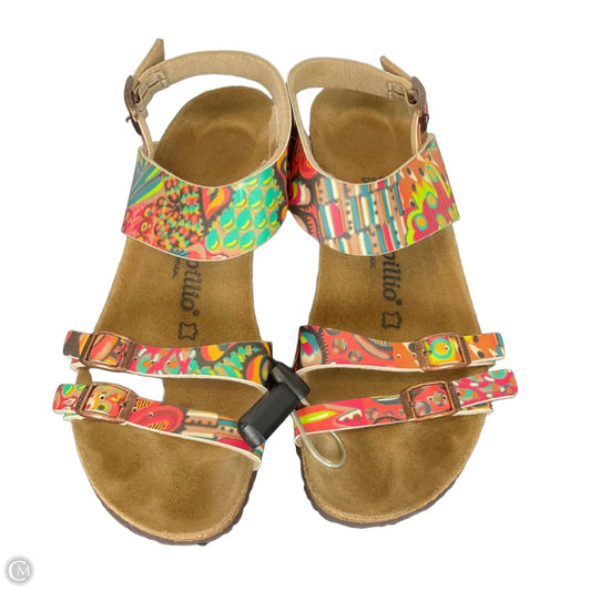 Sandals Heels Wedge By Birkenstock (Papillo)  In Pink & Red, Size: 9