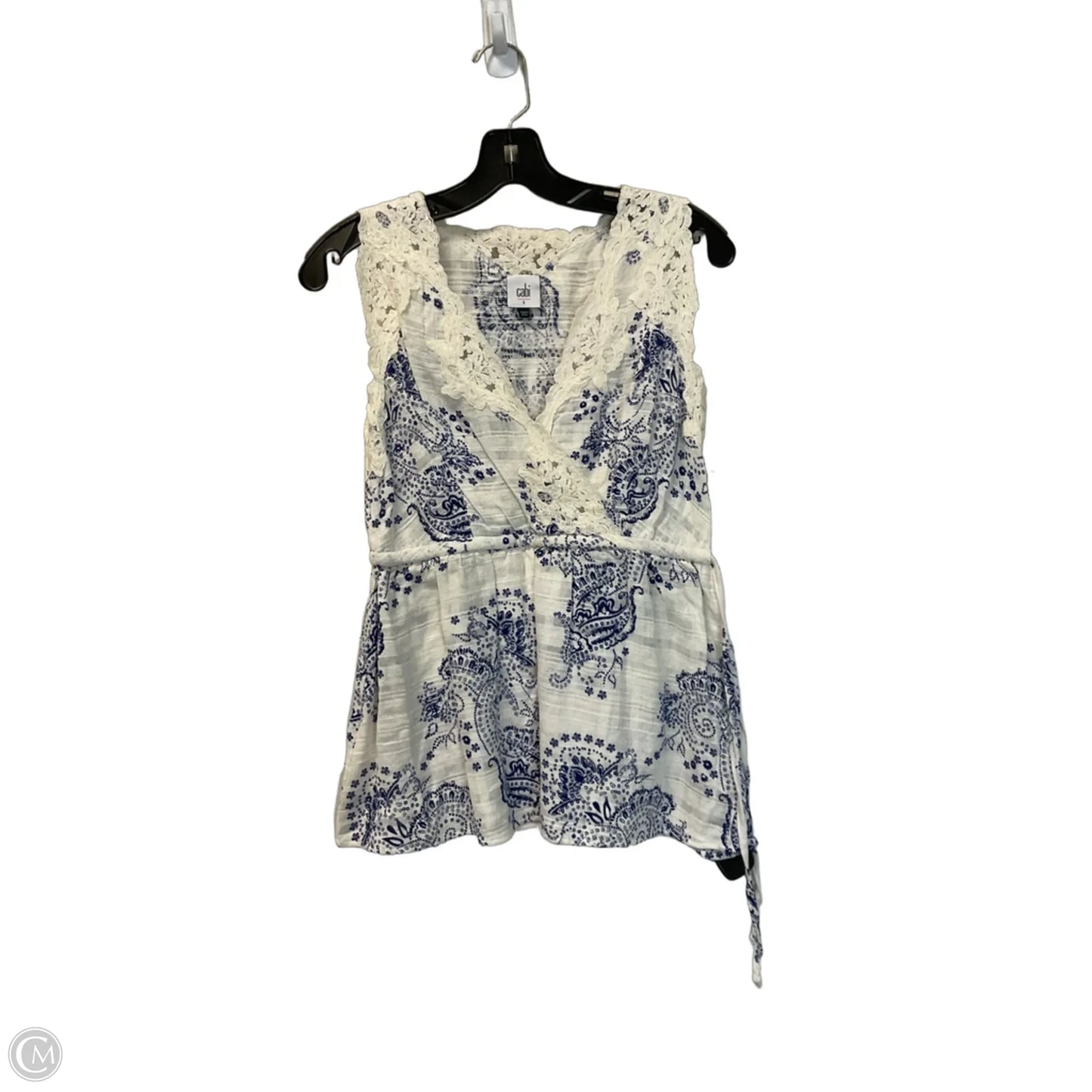 Top Sleeveless By Cabi In Blue & Cream, Size: S