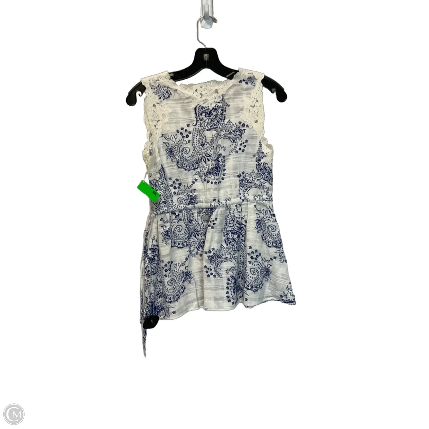 Top Sleeveless By Cabi In Blue & Cream, Size: S