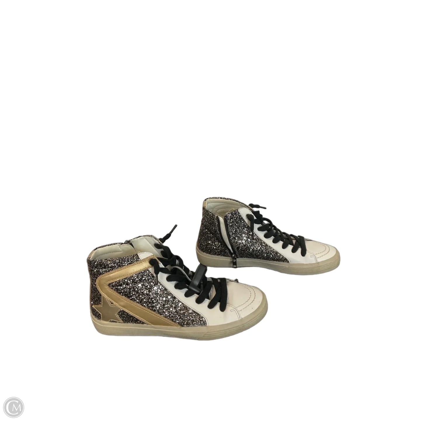Shoes Sneakers By Shu Shop In Black & Gold, Size: 8.5