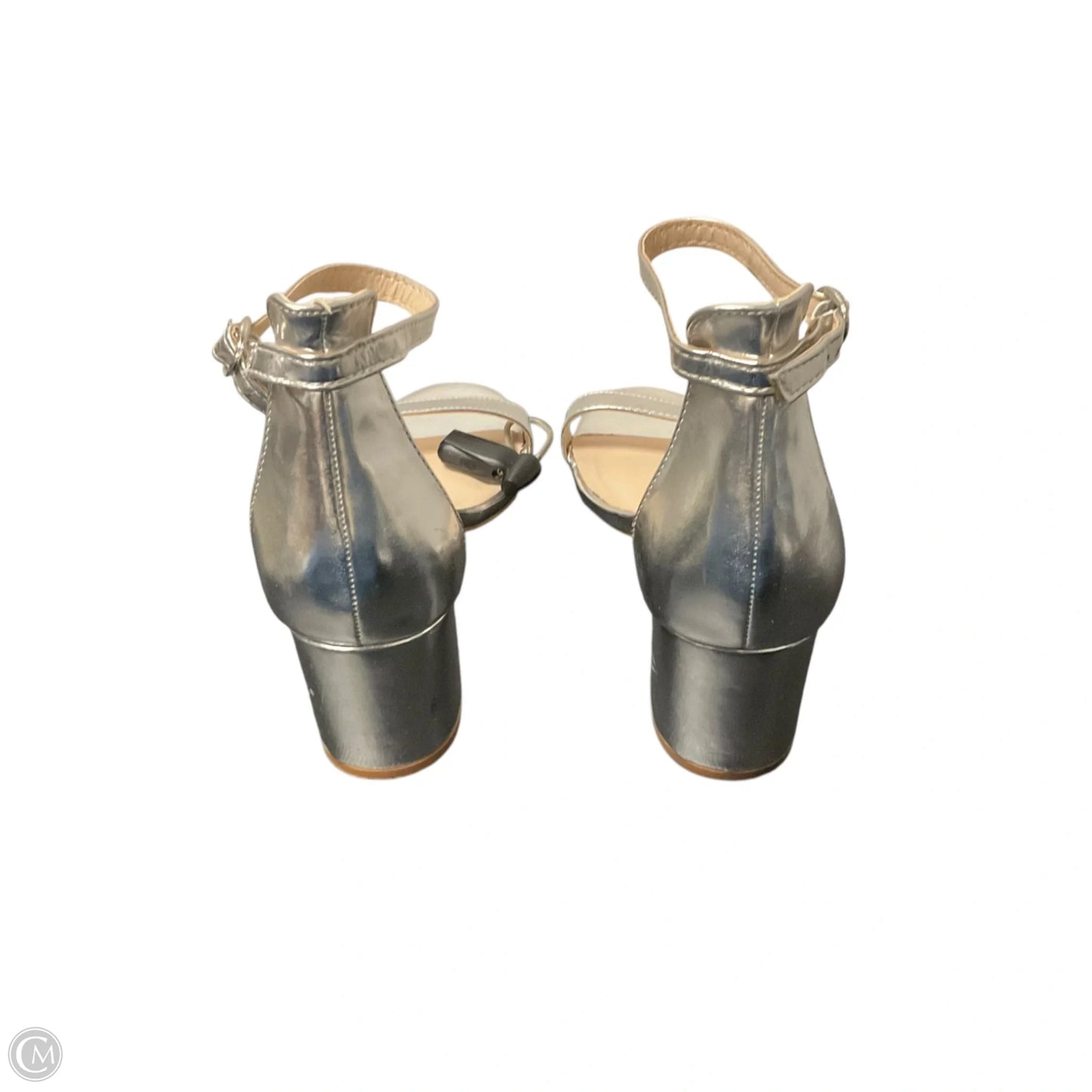 Sandals Designer By Halston In Silver, Size: 8