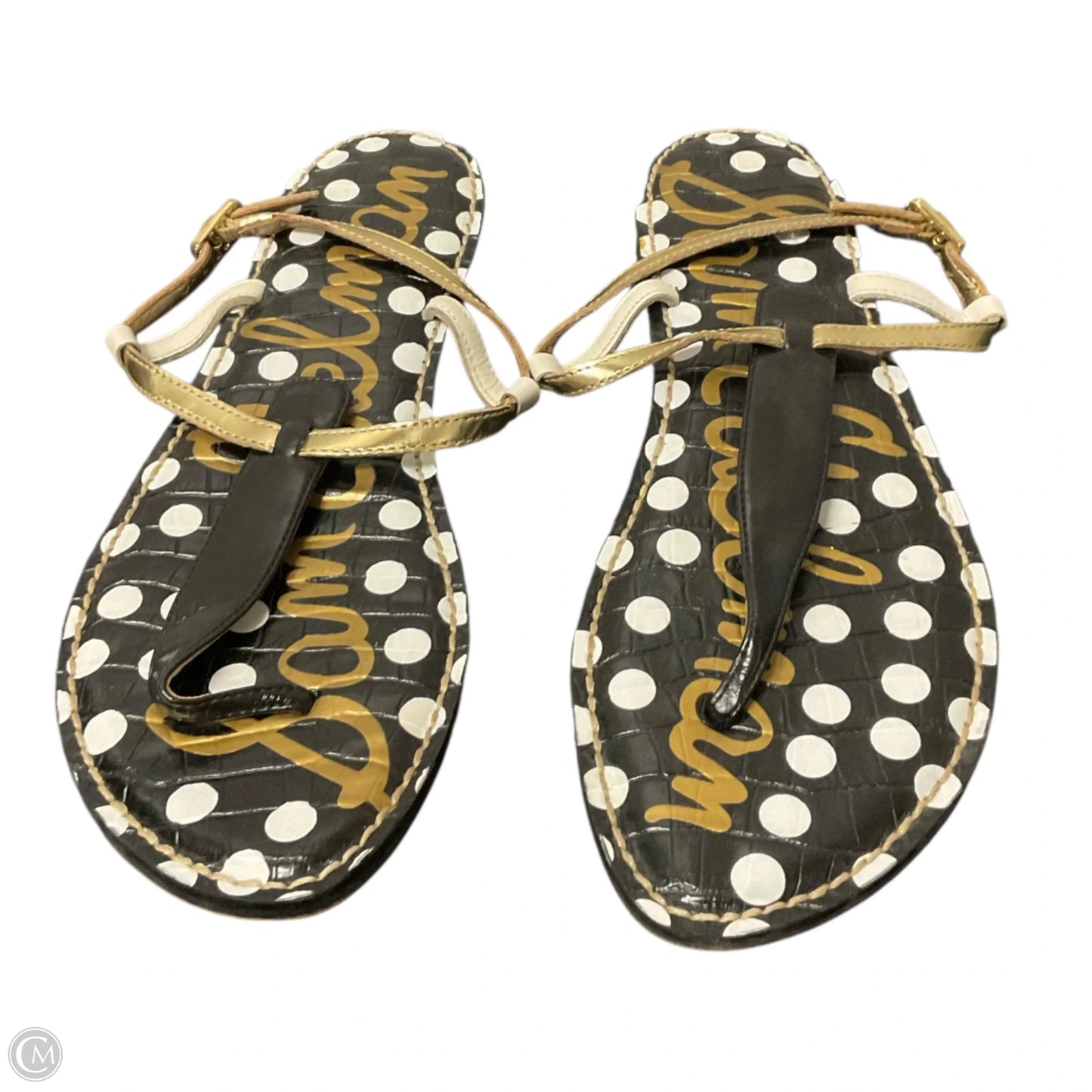 Sandals Flip Flops By Sam Edelman In Black & Gold, Size: 9