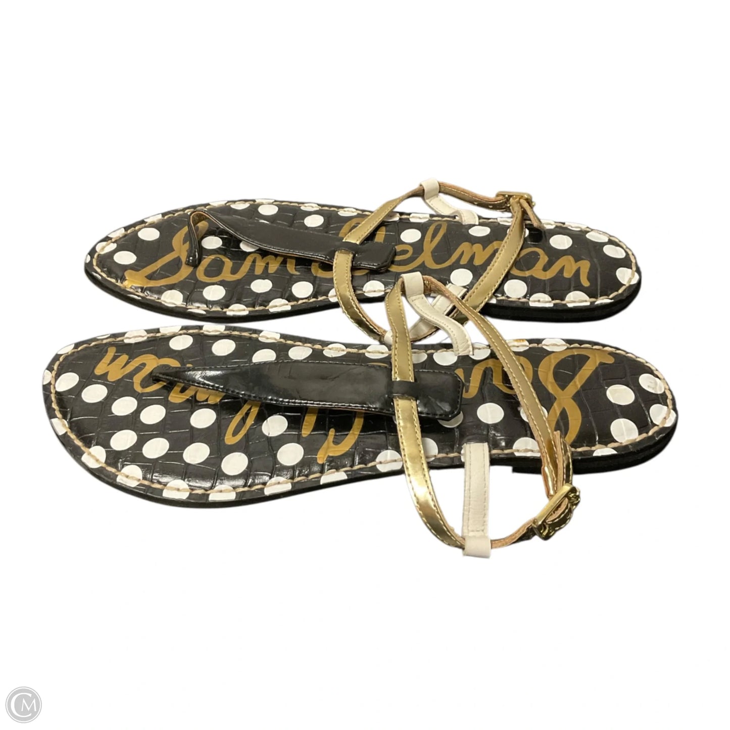 Sandals Flip Flops By Sam Edelman In Black & Gold, Size: 9