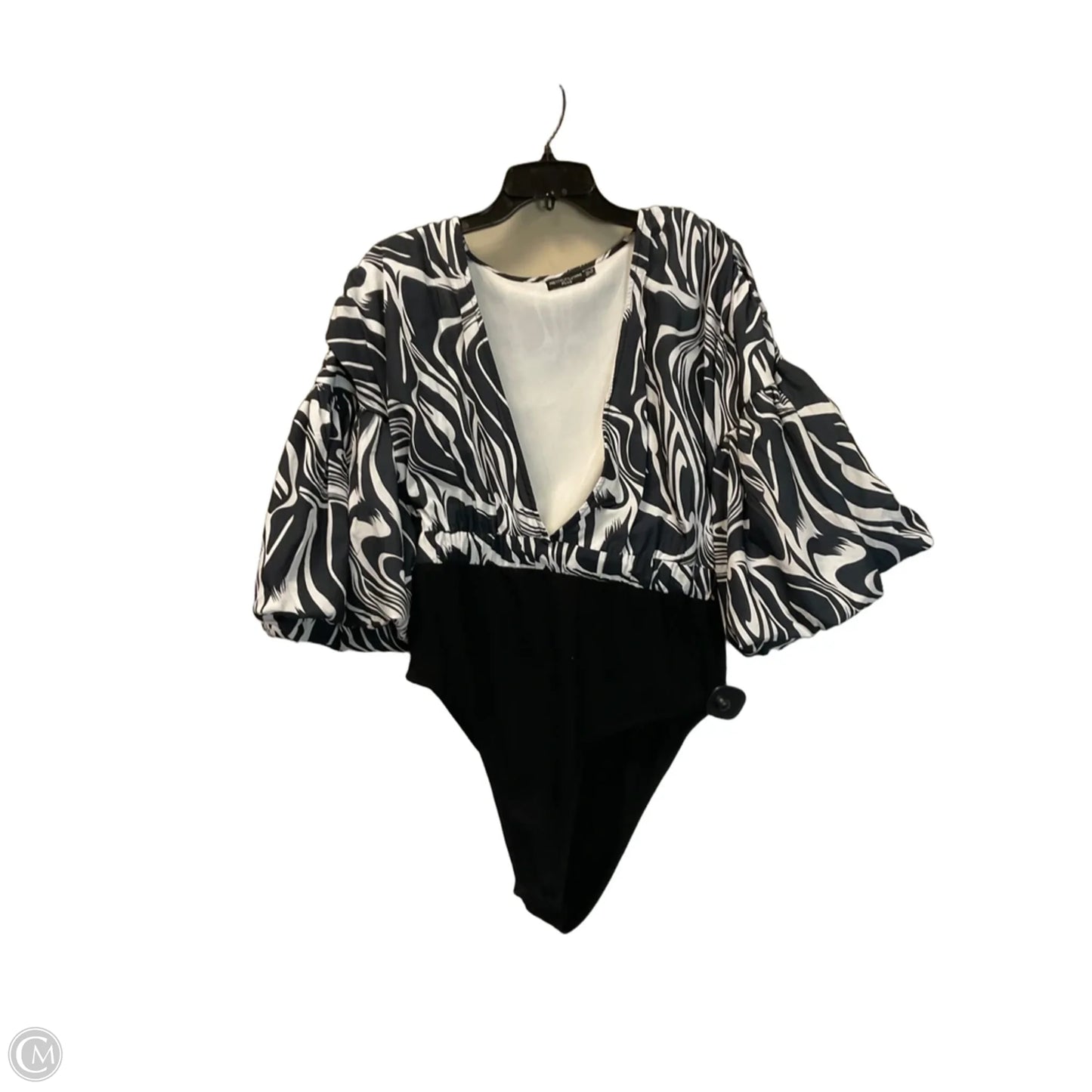 Bodysuit By Pretty Little Thing In Black & White, Size: 12