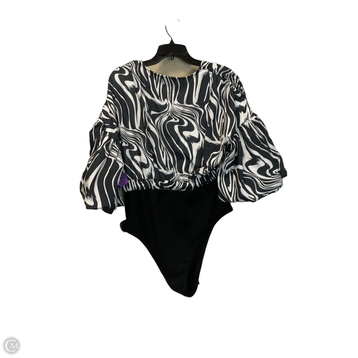 Bodysuit By Pretty Little Thing In Black & White, Size: 12