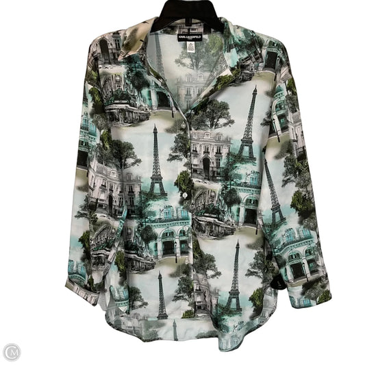 Top Long Sleeve Designer By Karl Lagerfeld In Blue & Green, Size: S