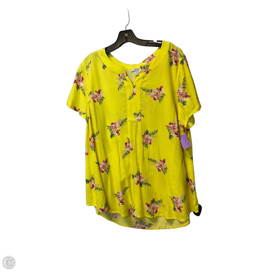 Top Short Sleeve By Croft And Barrow In Yellow, Size: 1x