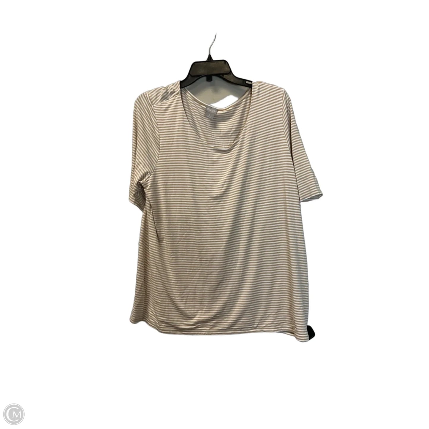 Top Short Sleeve By Chicos In Striped Pattern, Size: Xl