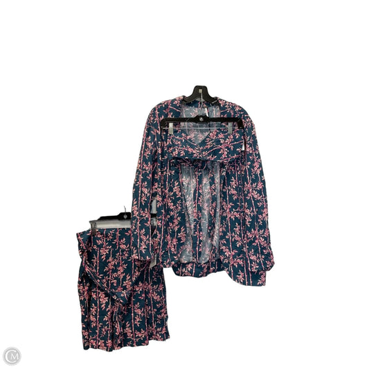 Skirt Suit 3pc By Free People In Blue & Pink, Size: M