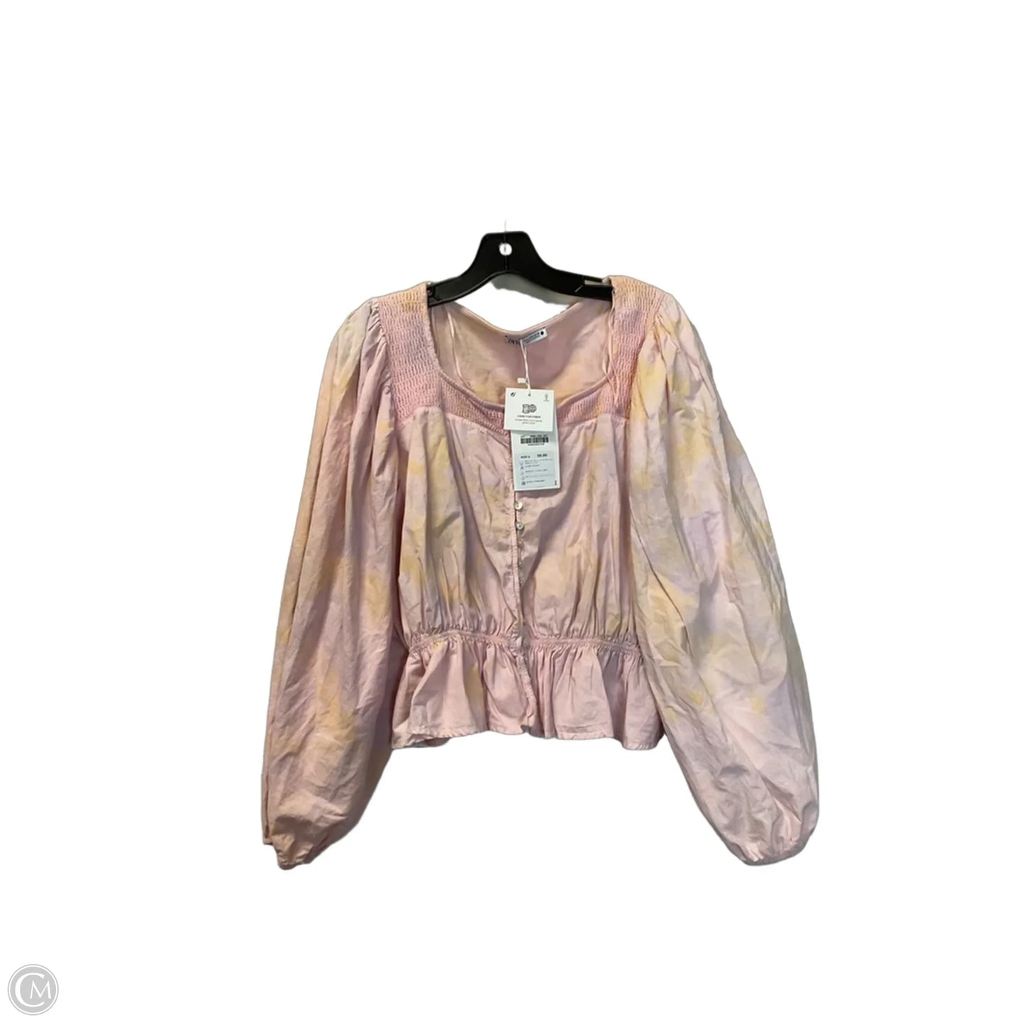 Top Long Sleeve By Zara In Pink, Size: M