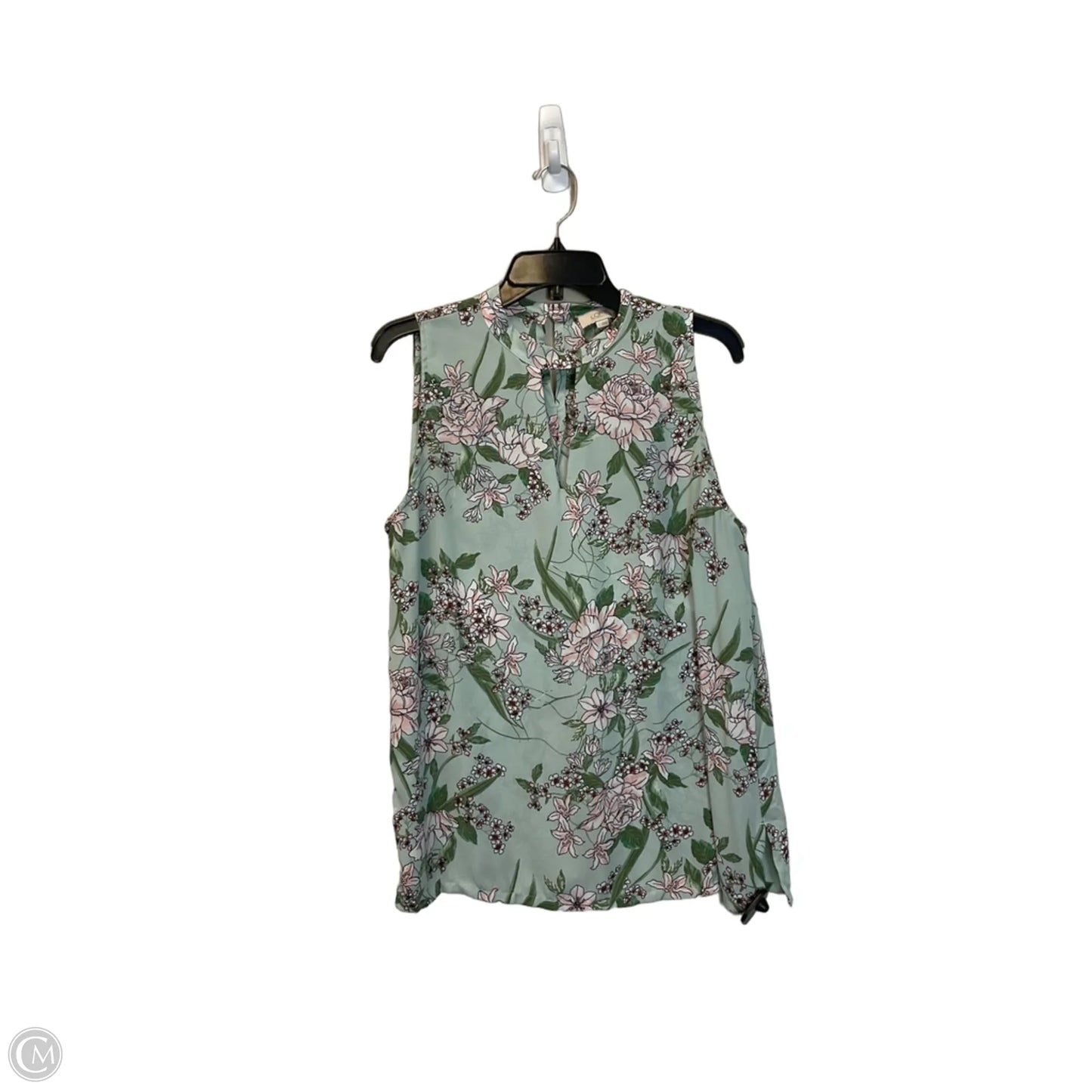 Top Sleeveless By Loft In Green & Pink, Size: L