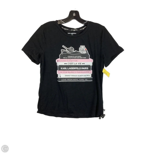 Top Short Sleeve Designer By Karl Lagerfeld In Black, Size: M