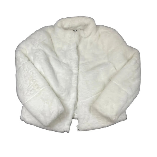 Jacket Faux Fur & Sherpa By Ambiance Apparel In White, Size: M