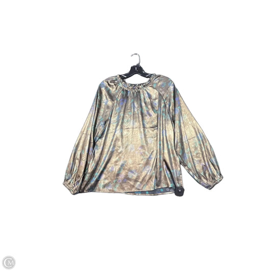 Top Long Sleeve By Ann Taylor In Gold & Green, Size: M