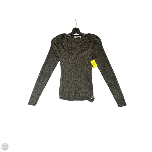 Top Long Sleeve By Anthropologie In Black & Gold, Size: S