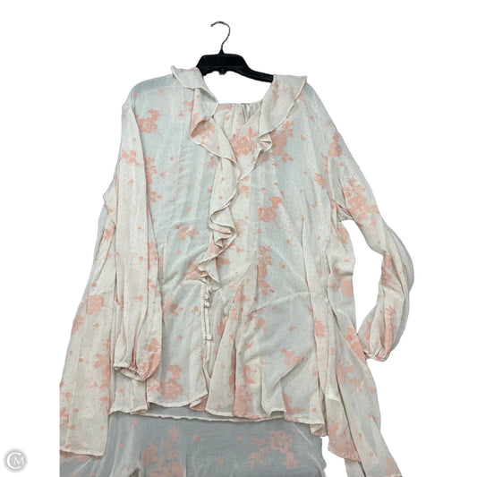 Top Long Sleeve By Free People In Cream & Pink, Size: L
