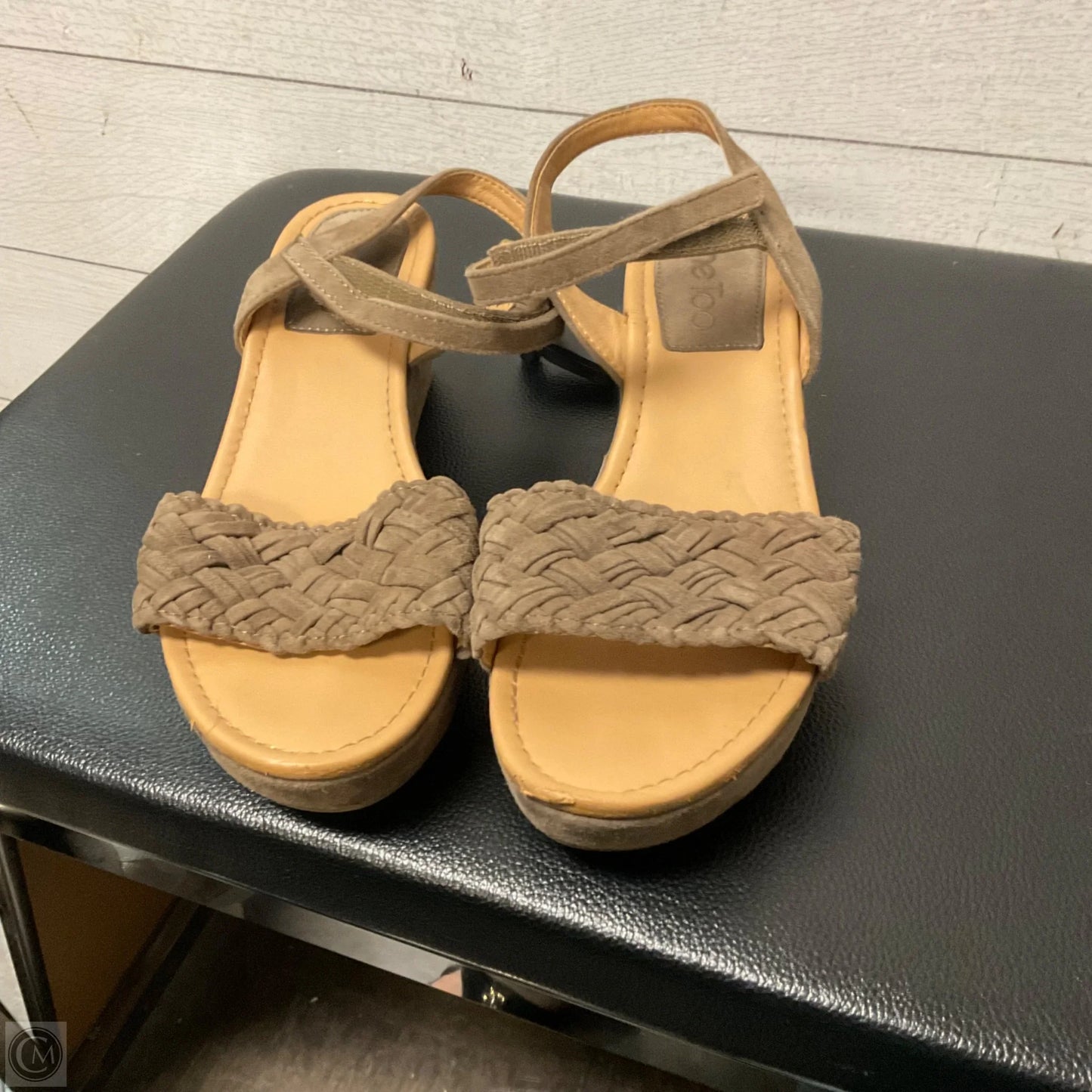 Sandals Heels Wedge By Me Too In Brown, Size: 7