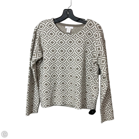 Sweater Cardigan Designer By Halston In Tan & White, Size: S