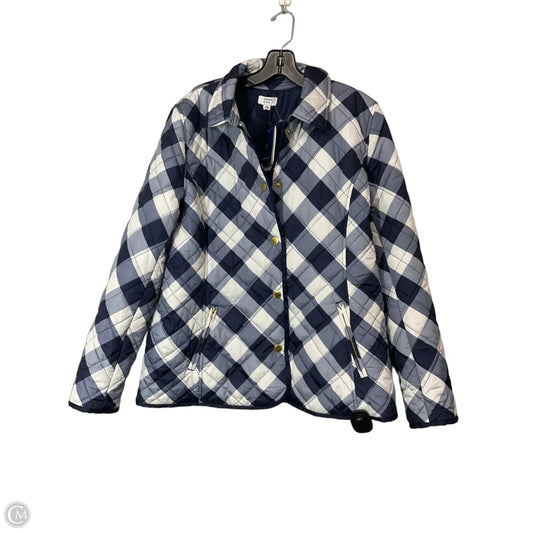 Jacket Puffer & Quilted By Crown And Ivy In Blue & White, Size: L