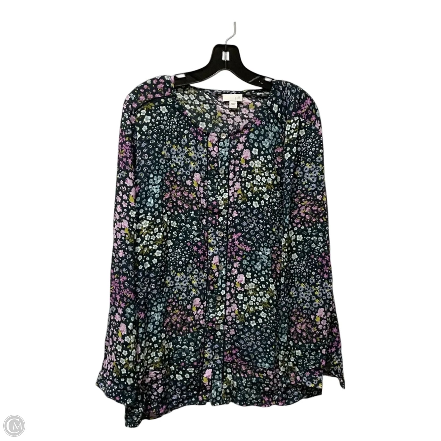 Top Long Sleeve By J. Jill In Floral Print, Size: L