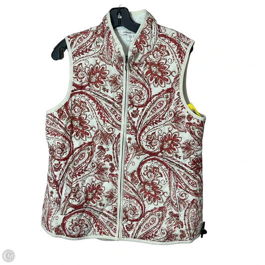 Vest Puffer & Quilted By Coldwater Creek In Cream & Red, Size: M