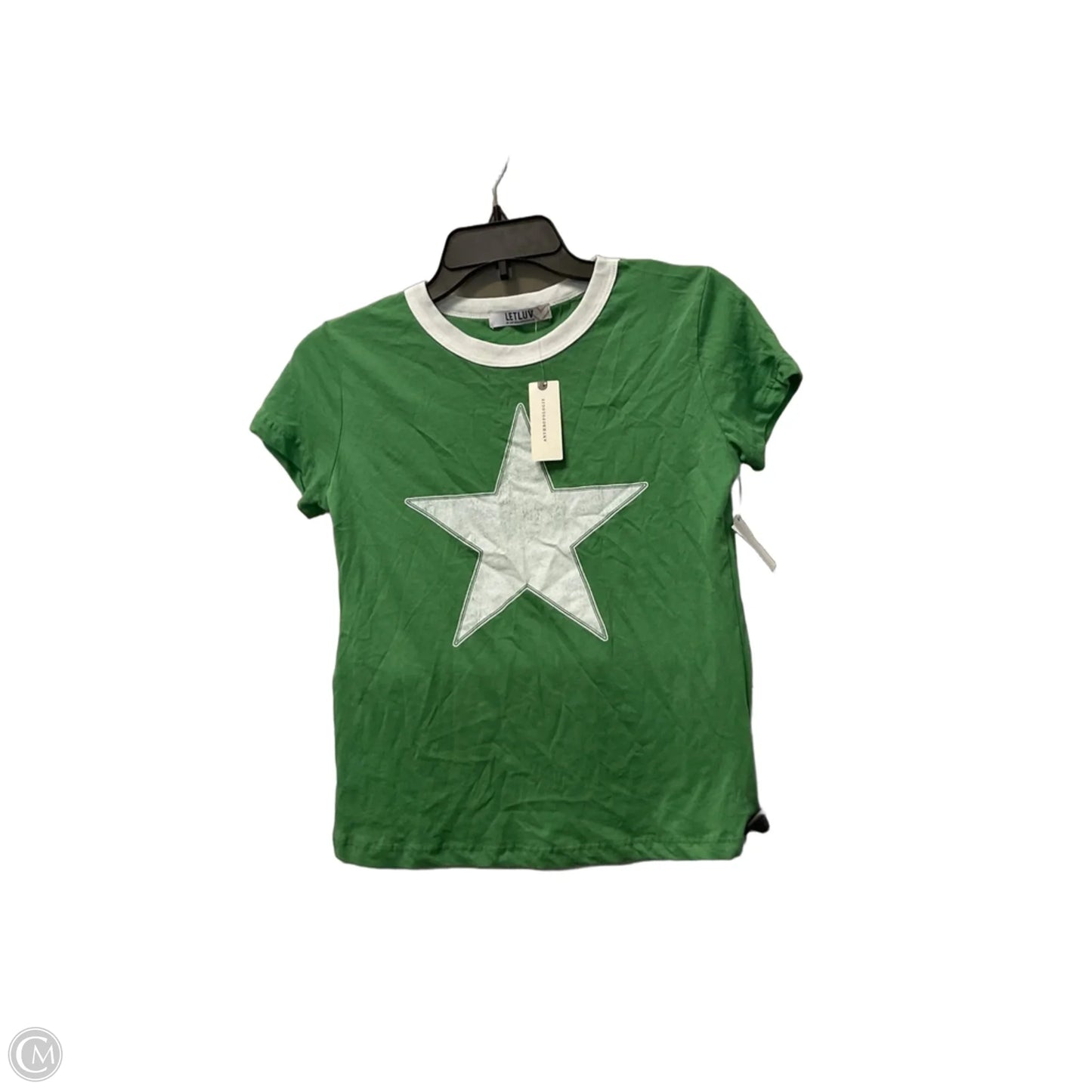 Top Short Sleeve Basic By Anthropologie In Green & White, Size: S