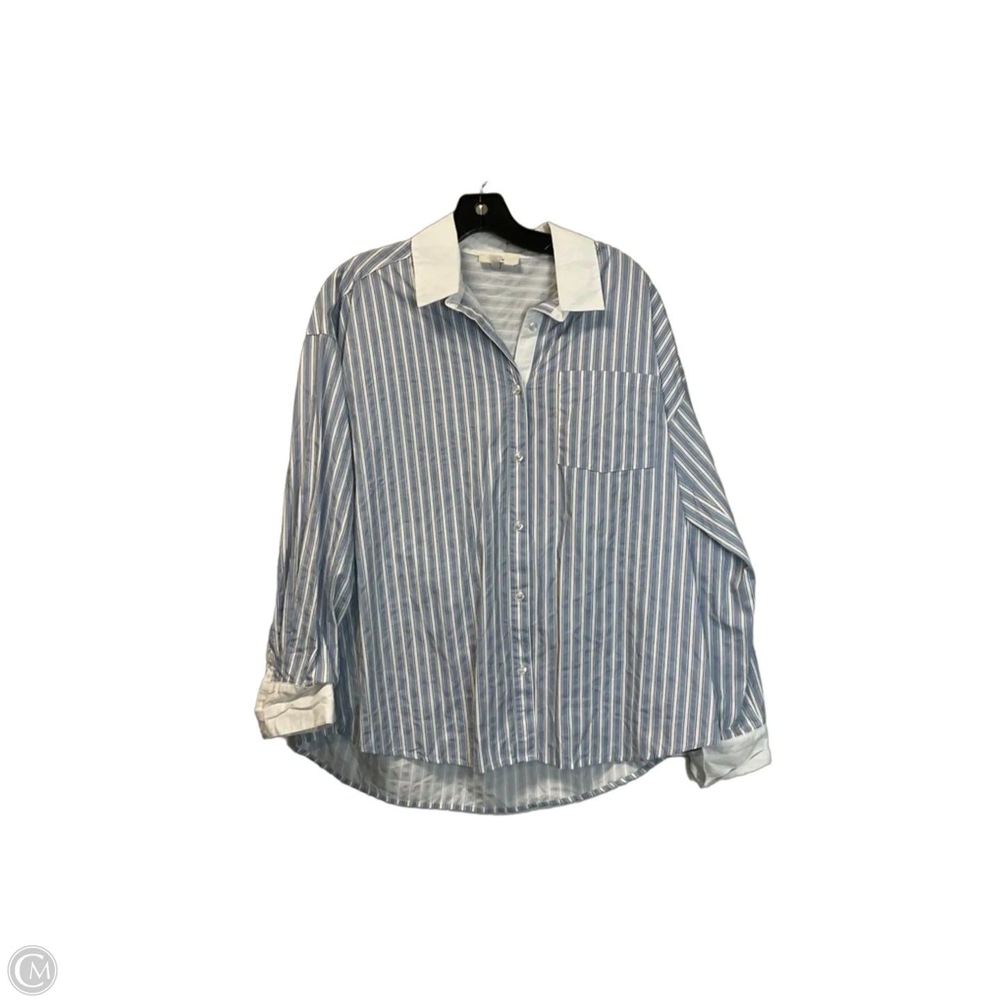 Top Long Sleeve By Entro In Blue & White, Size: M