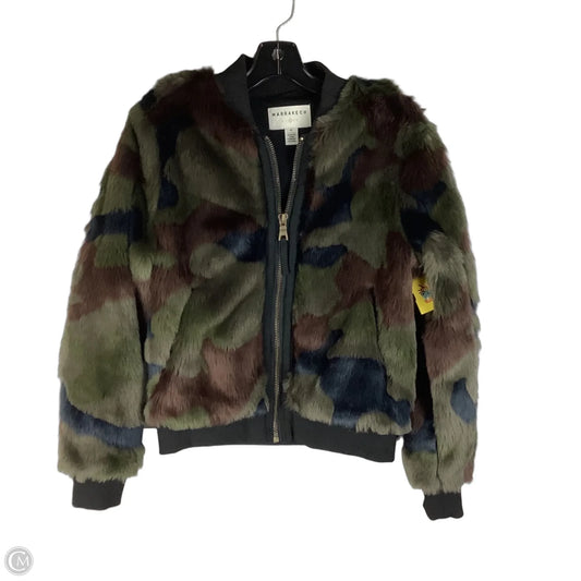 Jacket Faux Fur & Sherpa By Marrakech In Brown & Green, Size: Xs