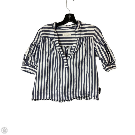 Top Short Sleeve By Anthropologie In Blue & White, Size: Xs